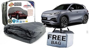 Car Body Cover for BYD Song Plus and BYD Atto 3 All Weather Protection Waterproof UV Resistant Dustproof Windproof for Outdoor and Indoor Use with Mirror Pockets and Storage Bag Custom Fit