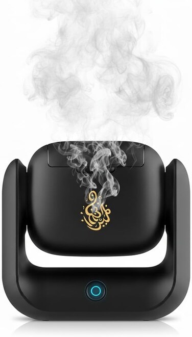 Upgraded Rotational Incense Burner with 90&deg; Rotation, 1500 mAh Battery, Type-C Charging, Modern Bakhoor Burner for Home, Office, and Car