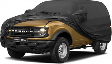 Layers Car Cover Custom Fit for Ford Bronco 2 Door/Sport (2021-2025), Waterproof All Weather for Automobiles, Outdoor Full Cover Sun Dust Rain Protection with Cotton. Silver