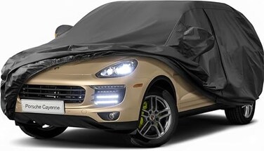 Layers SUV Car Cover Custom Fit for Porsche Cayenne （2002-2024 Waterproof All Weather for Automobiles, Outdoor Full Cover Rain Sun UV Protection.Black