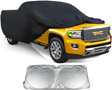 Car Cover Compatible with GMC Sierra 1500 Crew Cab Pickup 6.6 Feet Bed 2019-2024 6 Layers Windproof All Weather Waterproof Sun Rain UV Dust Snow Protection Outdoor Covers with sunscreen sheild