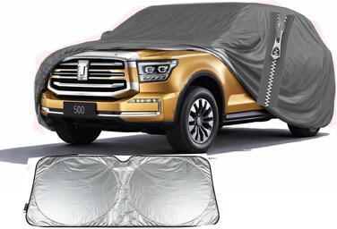Car Cover for 2004-2024 GWM Tank 500 Waterproof Custom-fit All Weather Sun Rain Snow Dust Protection G-Class Full Car Cover with Zipper Door with sunscreen sheild