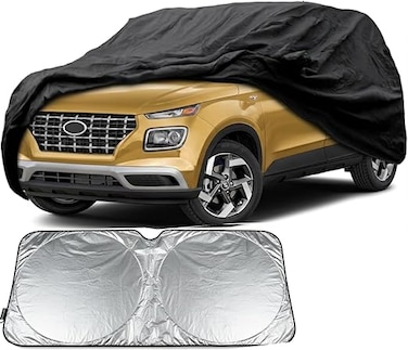 Upgrade Car Cover Custom Fit for Hyundai Venue 2020-2025, Waterproof All Weather for Automobiles, Full Exterior Cover Rain Snow Sun Protector Indoor Outdoor Car Cover with Suncreen sheild