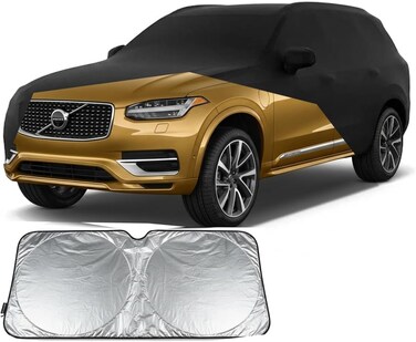 Waterproof Car Cover for 2002-2024 Volvo XC90 Car Cover Custom Fit 100% Waterproof Windproof Strap &amp; Single Door Zipper Bands for Snow Rain Dust Hail Protection with Sunscreen cover