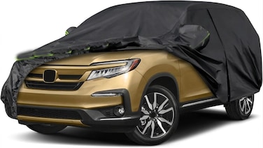 Waterproof Car Covers Replace for 2009-2024 Honda Pilot, 6 Layers All Weather Custom-fit Car Cover with Zipper Door &amp; Windproof Bands for Snow Rain Dust Hail Protection