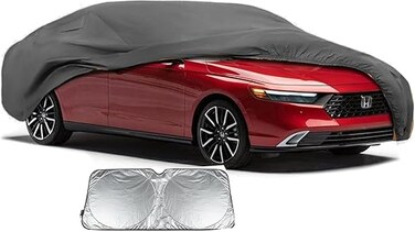 Heavy Duty Outdoor Car Cover Custom Fit for Accord,Windproof All Weather Waterproof Sun Rain UV Dust Snow Protection Outdoor Car Covers With sunscreen shield