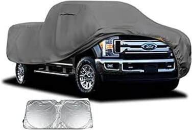 Heavy Duty Outdoor Car Cover Custom Fit for Ford F250/F350, Windproof All Weather Waterproof Sun Rain UV Dust Snow Protection Outdoor Car Covers with sunscreen shield