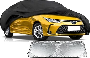 Heavy Duty Outdoor Car Cover Custom Fit for Toyota Corolla, Windproof All Weather Waterproof Sun Rain UV Dust Snow Protection Outdoor Car Covers with sunscreen shield