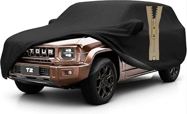 Layer Luxury Car Cover for Jetour T2 (2023&ndash;2025) &ndash; Waterproof, Windproof, UV Protection &ndash; All-Weather Outdoor &amp; Indoor SUV Fit with Zipper Access &amp; Secure Tie-Downs