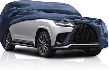 Luxury Car Cover for 8-Layer Waterproof All-Weather Custom Fit Outdoor &amp; Indoor Protection with Driver Zipper &amp; Windproof Bands &ndash; Titanium Smoke Grey (LX570 / LX600 / Land Cruiser)