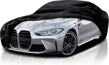 Waterproof Car Cover Compatible for BMW i4 210T MultiLayers All Weather Car Covers with Zipper Door for Snow Rain Dust Hail Protection