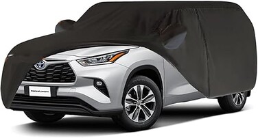 Full Car Cover Custom Fit for Toyota Highlander 2007-2025, Waterproof Full Exterior Outdoor Cover with Zipper Door Cotton Lining Sun Rain Snow Dust Protection with sunscreen shield