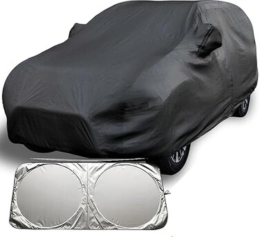 Multi-Layer Waterproof Car Cover. Accurate Fit. All Weather Full Exterior Outdoor Covers for SUV MPV Jeep. Sun UV Rain Snow Wind Protection. with sunscreen shield