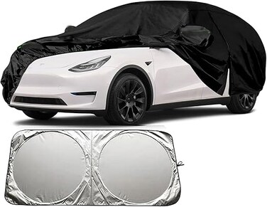 Compatible for 2020,2021,2022,2023,2024,2025 Tesla Model Y Accessories All-Weather Waterproof UV Resistant Anti Hail Car Cover with screen sheild