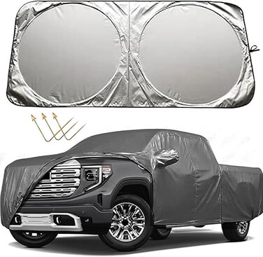Multi-Layer Luxury Car Cover for GMC Sierra 2500 &amp; 3500 (2001&ndash;2025) &ndash; Waterproof, Windproof, UV Protection &ndash; All-Weather Indoor Outdoor Truck Fit Tie-Down Straps with Suncreen sheild
