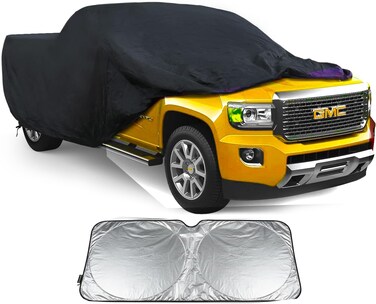 Car Cover Compatible with GMC Sierra 1500 Crew Cab Pickup 6.6 Feet Bed 2019-2024 6 Layers Windproof All Weather Waterproof Sun Rain UV Dust Snow Protection Outdoor Covers with sunscreen sheild