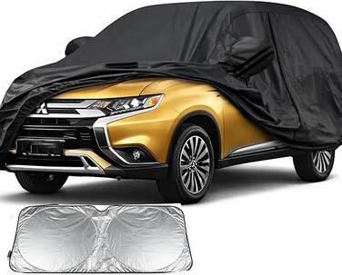 Multi Layers SUV Car Cover Custom Fit for Mitsubishi Outlander (2005-2023) Waterproof All Weather for Automobiles, Outdoor Full Cover Rain Sun UV Protection. with sunscreen sheild