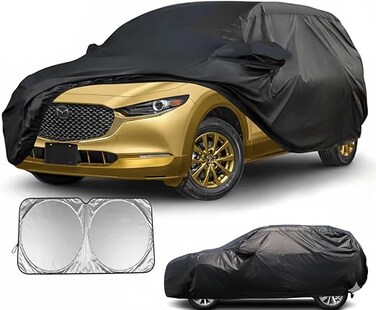 Car Cover for Mazda CX-5 2200 oxford PU Outdoor Full Car Cover All Weather Waterproof Windproof Sun Rain Snow Protection with Driver Door Zipper Bla