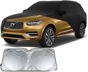 Waterproof Car Cover for 2002-2024 Volvo XC90 Car Cover Custom Fit 100% Waterproof Windproof Strap &amp; Single Door Zipper Bands for Snow Rain Dust Hail Protection with Sunscreen cover