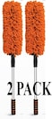 Duster Microfiber Feather Duster with Extendable Pole, 19.69 inches to 31.50 inches Long Cobweb Duster for Cleaning, Bendable Head, Non-Scratch, Washable Duster for Ceiling, Fan, Furniture 2 PACK