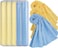 Premium Chamois Drying Cloth Car Drying Towel 26" x 15" Super Absorbent Fast Drying Chamois Environmental and Durable Car Wash Cloth Accessory - Yellow and blue 5 count