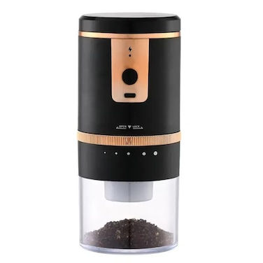 Electric Coffee Grinder &amp; Espresso Bean Mill - Wireless Rechargeable Automatic Grinder with Removable Bowl, Adjustable Settings &amp; Cleaning Brush - Black