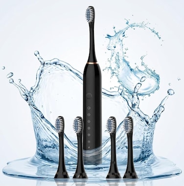 
Sonic Electric Toothbrush for Adults &amp; Juniors: High-Power Rechargeable with 6 Modes, 4 Brush Heads, Smart Timer &amp; 30-Day Battery. 4-Hour Fast Charge.