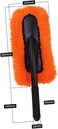 Car Duster Exterior/Interior - Orange Microfiber Microfiber Brush with Short Plastic Handle - Effective Dust Remover for Car, Home, Office