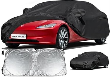 Car Cover for Tesla Model 3, All-Weather Protection, Anti-Scratch, Waterproof Blocks Rain/Sun/Snow/Dust with SunSheid