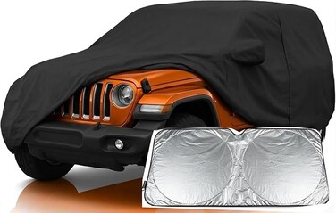 6 Layers Car Cover Custom Fit for Jeep Wrangler 4 Dr/Unlimited 4 Door JK JL, Waterproof All Weather for Automobiles, Outdoor Full Cover Rain Sun UV Protection