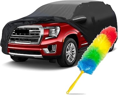 for GMC Yukon 1995-2026 Car Cover All Weather 7-Layer Waterproof with Zipper Door, Windproof Straps &amp; Reflective Strips for UV, Rain, Snow, Dust Protection Duster