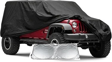 Premium Shield SUV Car Cover Fit for Jeep Wrangler JK JL YJ TJ 2 Door 2007-2024 Outdoor Waterproof Sun Rain Dust Wind Snow Protection Carbon Gray (Jeep Wrangler JK/JL/YJ/TJ 2-door models)