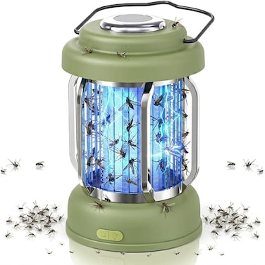 Portable Outdoor Bug Zapper, Electric Mosquito Killer Lamp for Camping, Patio, Garden, Kitchen - Rechargeable, Waterproof, Lighting and Mosquito Killer 2 in 1