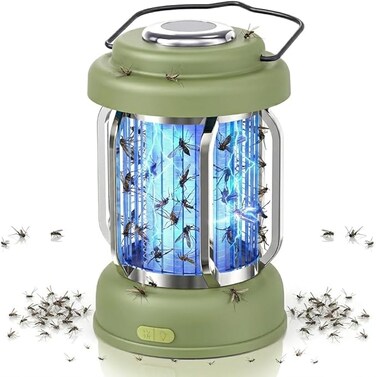 Portable Outdoor Bug Zapper, Electric Mosquito Killer Lamp for Camping, Patio, Garden, Kitchen - Rechargeable, Waterproof, Lighting and Mosquito Killer 2 in 1