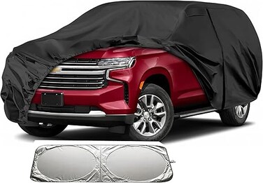 Waterproof Premium Car Covers Replace for 2007-2025 Chevy Suburban/GMC Yukon XL/Cadillac Escalade ESV, 10 Layers Heavy Duty All Weather Car Cover with Zipper Door for Snow Rain Dust Protection