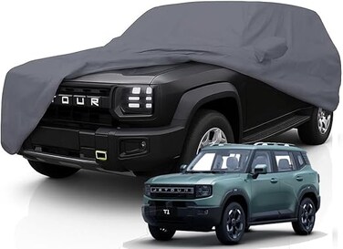 8-Layer Luxury Car Cover for Jetour T1 (2024&ndash;2025) &ndash; Waterproof, Windproof, UV Protection &ndash; All-Weather Outdoor &amp; Indoor Custom Fit with Zipper Access &amp; Secure Tie-Downs
