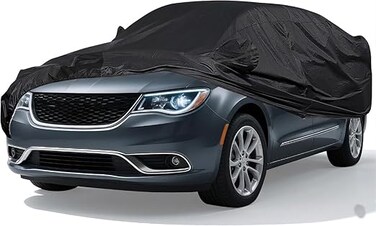 Car Cover Waterproof All Weather, 6 Layers Outdoor Full Exterior Cover Rain Sun UV Snowproof Protection with Zipper Cotton, Mirror Pocket for Grand Voyager