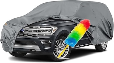 Waterproof Luxury Car Covers Custom Fits for 2007-2026 Ford Expedition/Lincoln Navigator SWB, All Weather Car Cover with Zipper Door for UV Snow Rain Dust Hail Cleaning Duster（Gray）