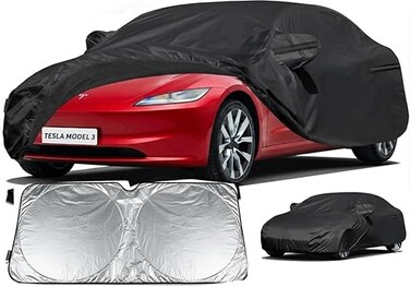 Car Cover for Tesla Model 3, All-Weather Protection, Anti-Scratch, Waterproof Blocks Rain/Sun/Snow/Dust with SunSheid