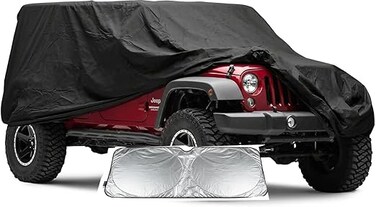 Waterproof Car Cover for Jeep Wrangler 4 Door Weather Protection Car Cover 192 x 75 for 174 inch Wrangler with suncreen