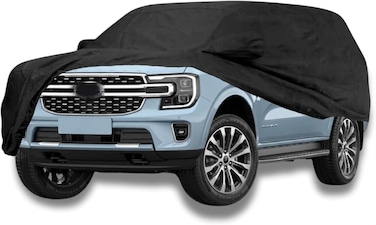 All Weather Premium 6-Layers Car Cover 210T Compatible with 2019-2025 Ford Everest - Left Door Zipper, Security Lock and Mirror Pockets