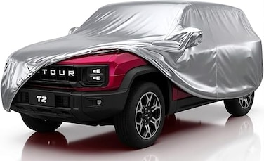 8-Layer Luxury Car Cover for Jetour T2 (2023&ndash;2025) &ndash; Waterproof, Windproof, UV Protection &ndash; All-Weather Outdoor &amp; Indoor SUV Fit with Zipper Access &amp; Secure Tie-Downs SILVER