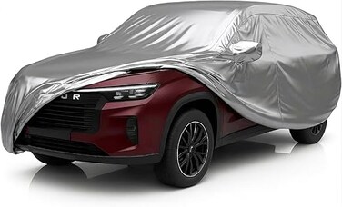 8-Layer Luxury Car Cover for Jetour X90 / X90 Plus (2019&ndash;2025) &ndash; Waterproof, Windproof, UV-Resistant Mid-Size SUV Protection with Zipper Access &amp; Secure Tie-Downs SILVER