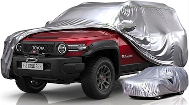 Car Cover for Toyota FJ Cruiser 2007-2023, Waterproof 6-Layer Custom Fit All-Weather Outdoor Indoor Protection with Driver &amp; Zipper, Windproof UV Snow Dust Guard SILVER