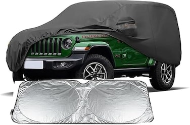 7 Layers Car Cover Waterproof All Weather UV Protection Rain Sun Protection Outdoor Full Cover Black with suscreen for jeep
