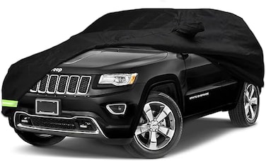 Waterproof Car Cover for Jeep Grand Cherokee (11-21) 190T Custom Fit, Windproof &amp; Door Zipper (Black)