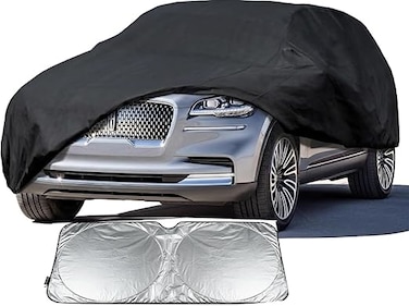 Leader Accessories Full Car Cover Basic Guard 3 Layers UV Protection Breathable Vehicle Cover Universal Fit (SUV-187"x73"x70",Grey,Indoor)