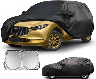 Multi-layer Car Cover for Mazda CX-5 &ndash; Black 2200D Oxford PU Waterproof All-Weather Protection with Driver Zipper Door