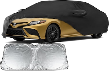 Multi-layer Car Cover for Toyota Camry (2018-2023) &ndash; Black Waterproof All-Weather Protection with Sunscreen Shield