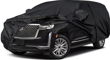 Waterproof Car Covers Replace for 2007-2024 Chevy Suburban/GMC Yukon XL/Cadillac Escalade ESV, 6 Layers Silver All Weather Car Cover with Zipper Door for Snow Rain Dust Protection